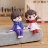 Valentine Gift for Girlfriend Boyfriend Cute Boy and Girl Sitting Couple Statue Decorative Showpiece (Polyresin) Valentine Day Gift