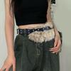 Women Belt Adjustable Length Imitation Leather Belt with Faux Fur Decor Dress Shirt Tops Waistband Fashion Accessories