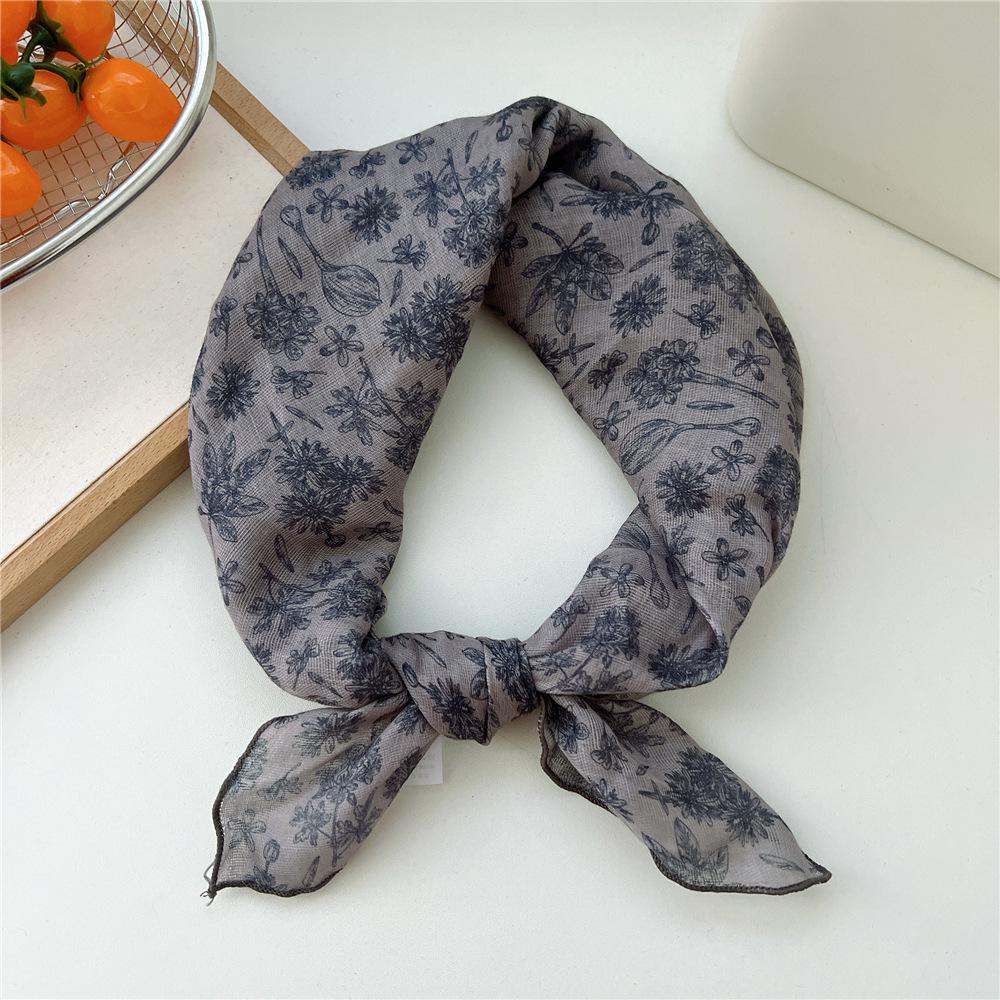 Korean-Inspired Cotton Linen Silk Scarf - Elegant, Simple, High-End Neckerchief for Spring & Autumn