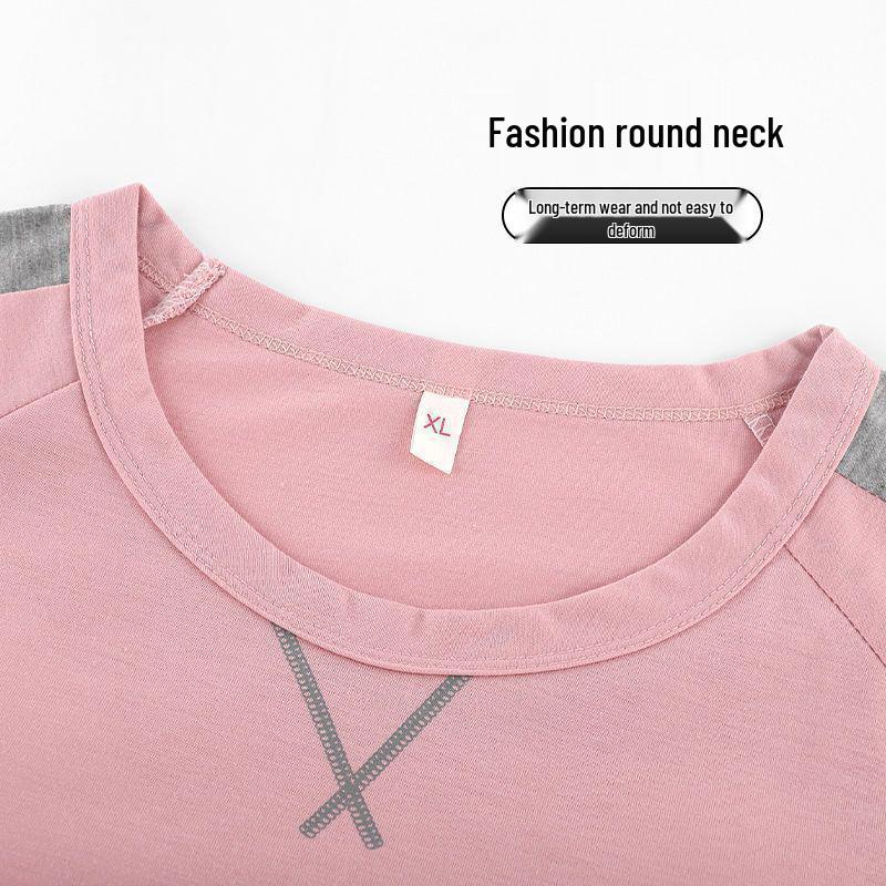 Женский пижамный комплект с нагрудными вкладышами - Длинный рукав, Длинные брюки, Большой размер, Повседневная домашняя одежда для весны, осени, зимы