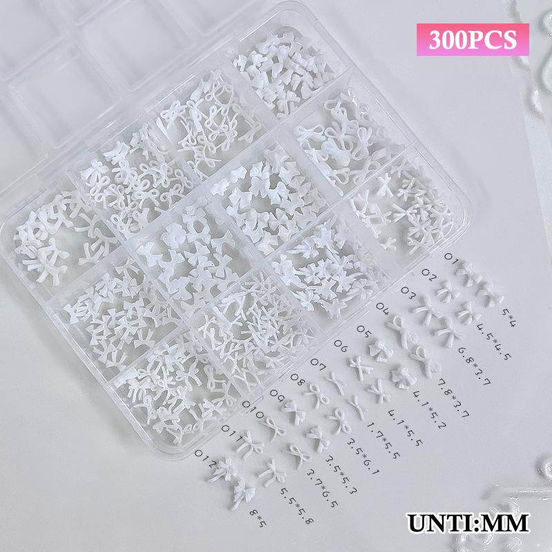 12 Grids Colorful Bowknot Set Resin Ribbon Nail Art Accessories Decoration DIY Manicure Mini Nail Gems