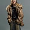 Men's and Women's Universal Large Lapel Eco-friendly Fur Coat Autumn and Winter Imitation Raccoon Fur Thickened Mid Length Coat