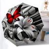 1pc Butterfly Lily Pattern Automatic Umbrella - 8-Rib Durable Frame, Portable Fashion Accessory & Holiday Gift Yy251117179