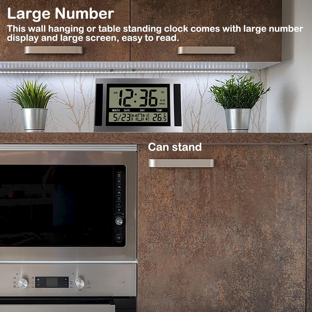 Цифровые настенные часы с ЖК-дисплеем, большие, с будильником, настольные, беззвучные, термометры, офисные, общежития