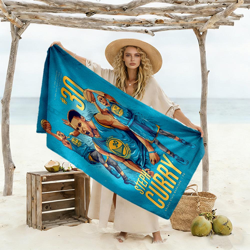 Golden State Warriors Curry Beach Towel Quick-Dry Soft Microfiber Comfortable Lightweight Suitable for Swimming, Gym, Camping, Yoga Vacation