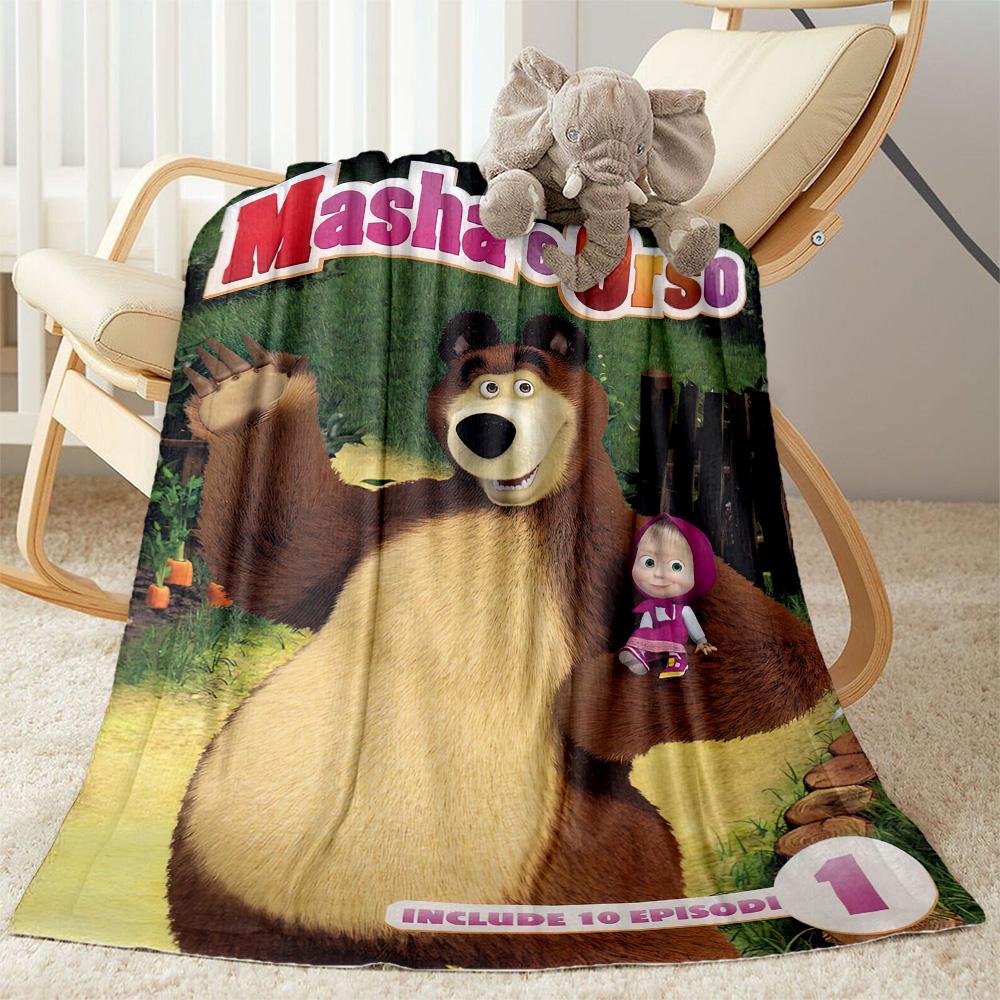 Masha Bear Blanket Comfortable Suitable for Office Bed Picnics Four Seasons Universal Modern Ideal Gift For Birthday Valentine'S Day
