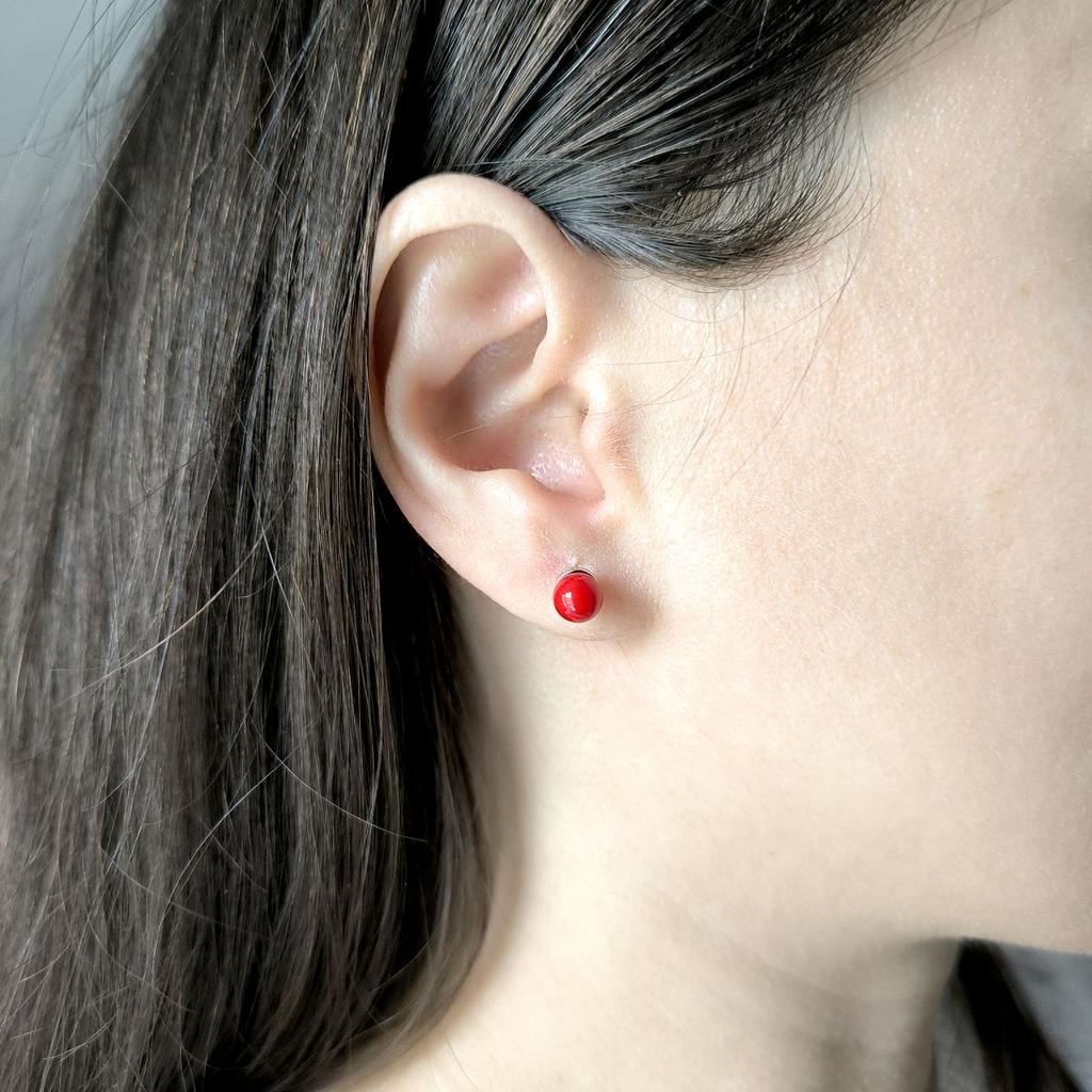 Серебряные серьги с кораллом (2175940)