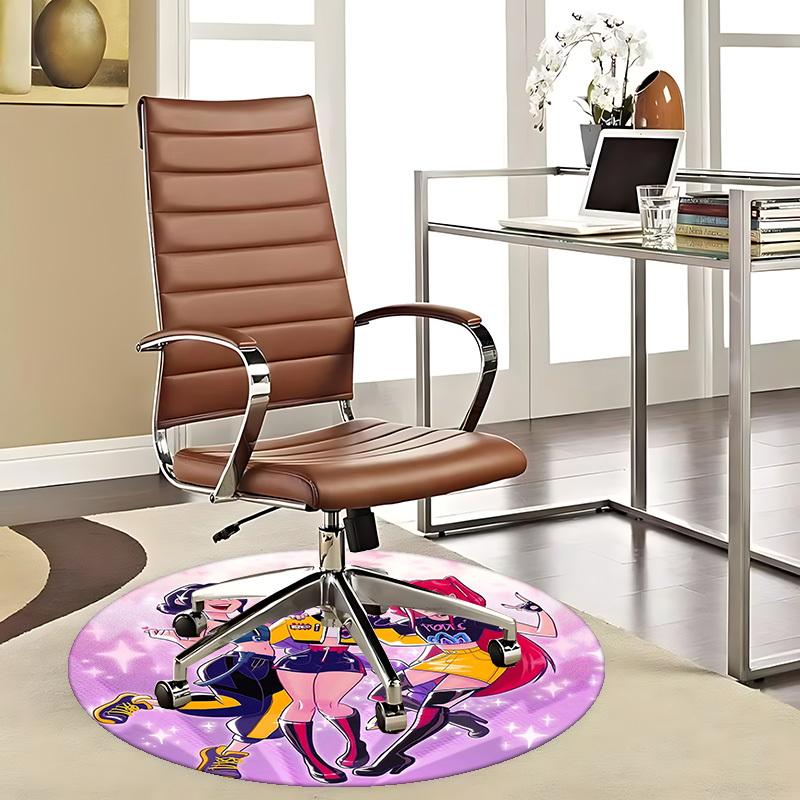 1pc Anime Design Round Carpet for Office Chair Mat, Non-Slip Rug Suitable for Home Decor, Living Room, Bedroom, Game Room - Festival Gift, Universal f