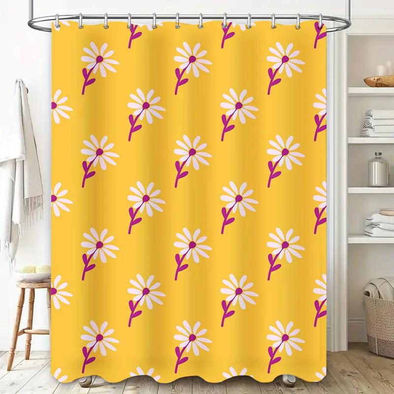 Outdoor Shower Curtain Waterproof Polyester Printing Flower Decorative Modern Bath Decor
