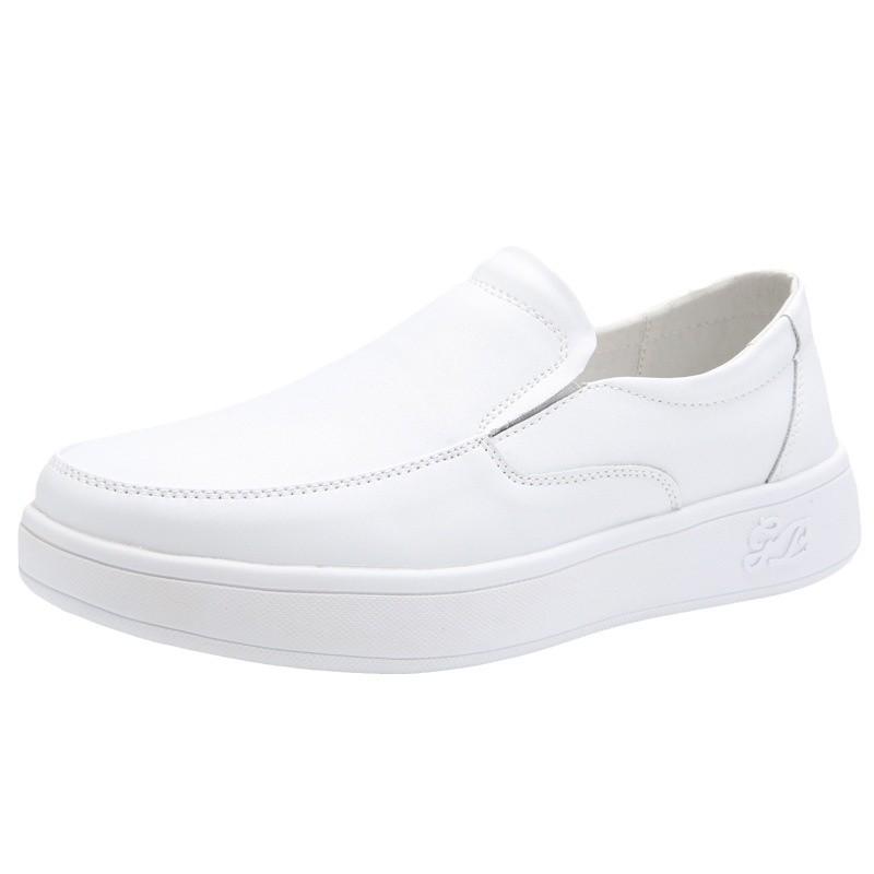 Медицинская обувь на толстой подошве, кожаная, удобная рабочая обувь, мужская, дышащая и не утомляющая ноги, удобная и нескользящая, кожаная, универсальная, на среднем каблуке