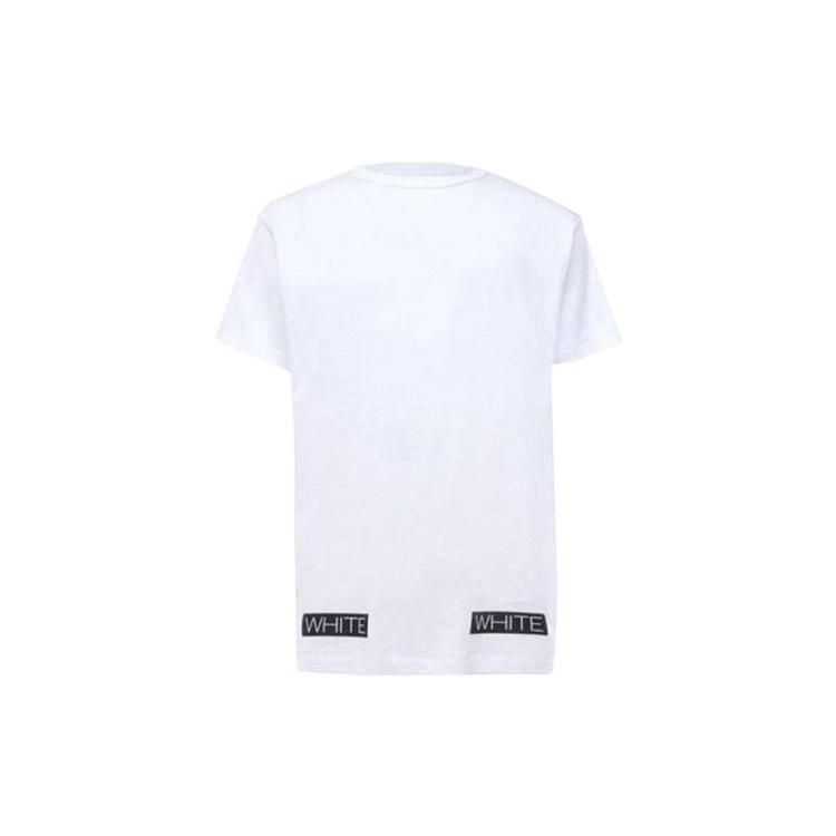 Off-White Белая мужская футболка OMAA002G20JER0100119 с коротким рукавом, обычная версия, с принтом логотипа в полоску