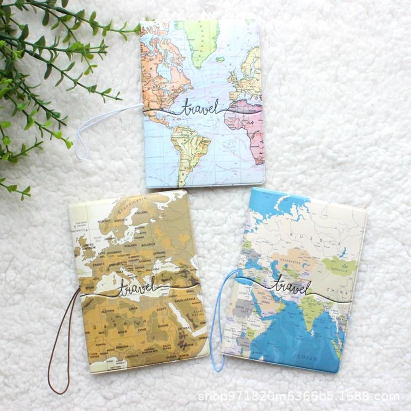Забавная карта мира, обложка для паспорта, сумка-кошелек, держатель для идентификационного адреса, портативный чехол-кошелек из искусственной кожи, дорожные аксессуары