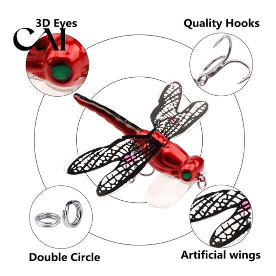 Floating Insect Bait 5Pcs 7.5cm/6.2g Bionic Dragonfly Fishing Lure with Hooks, Topwater Realistic Bait, for Bass Trout