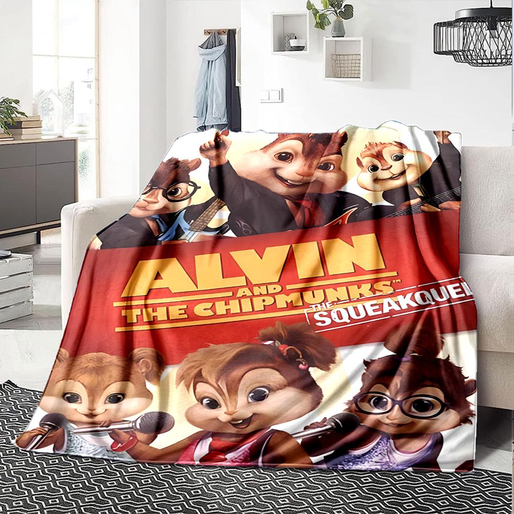 Alvin and the Chipmunks Theme Printed Blanket - Perfect for Couch, Bed, Travel & Outdoor Use | Machine Washable, Cozy & Durable.
