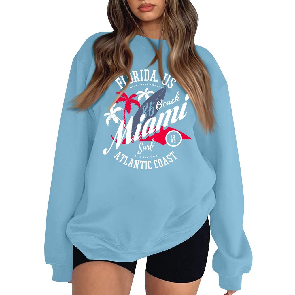 Женская повседневная модная блузка с длинным рукавом и круглым вырезом с принтом и пуловером