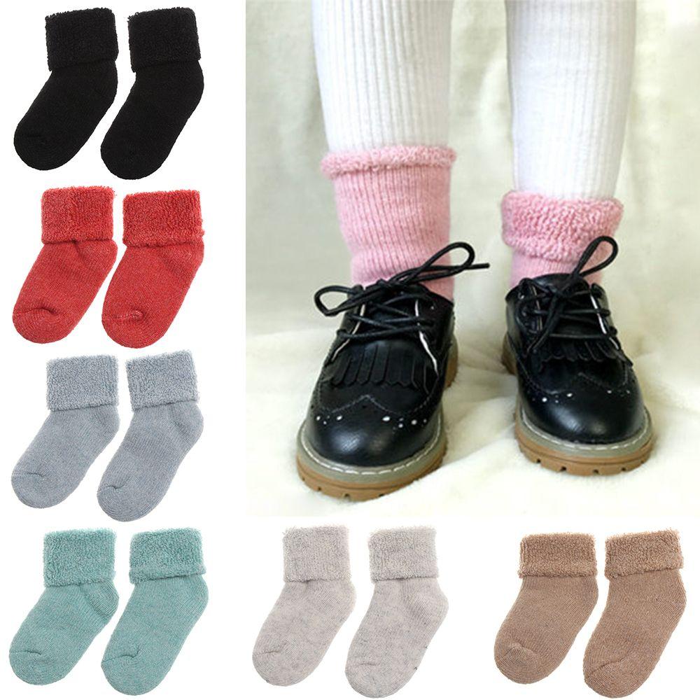Comfortable Kids Woolen Socks Candy Colors 0~8 Years Childen Baby Stocking Winter Thick Warm Soft Snow Floor Socks Gifts