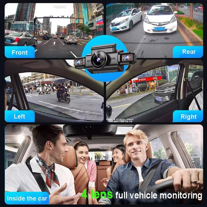 4-канальный скрытый тахограф 1080P HD Mini Dash Cam Видеорегистратор Передний Левый Правый Задний Ночной Видение Циклическая Запись DVR Черный Ящик