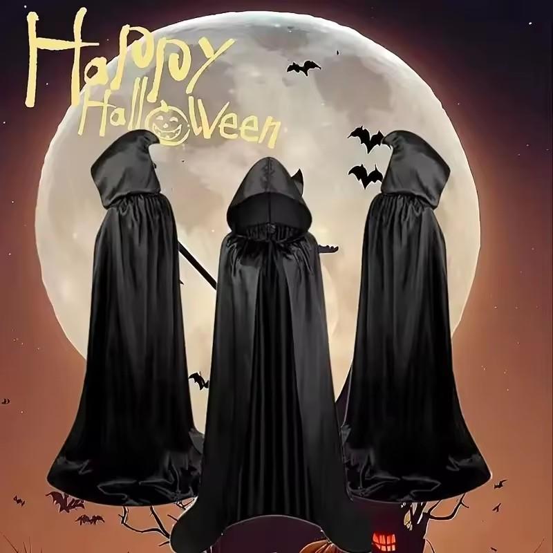 Elegant Hooded Cloak for Halloween & Christmas Devil Witch Grim Reaper Costume Cape Unisex Adult & Kids Party Cosplay