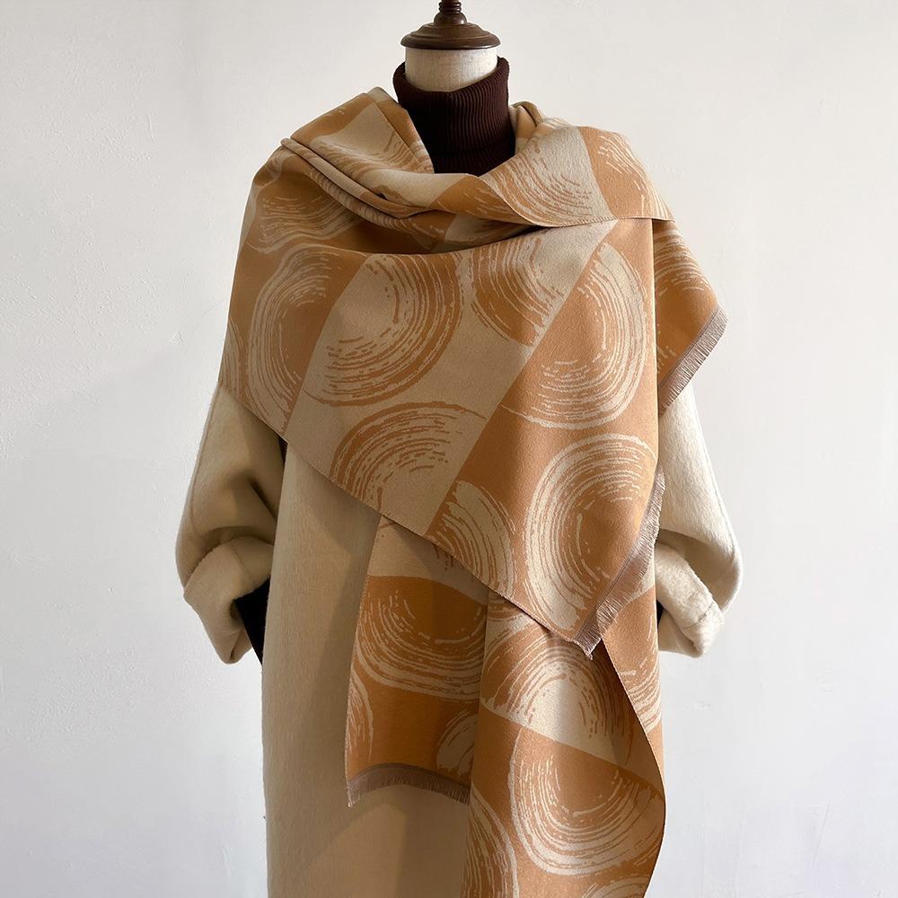 Winter New Scarf Imitation Cashmere Landscape Painting Design Fashionable Shawl Mom Gift Soft Skin Friendly Long Warm Scarf