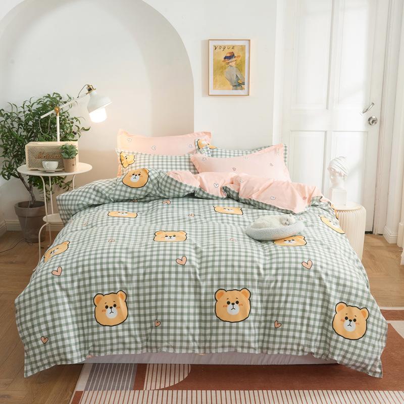 Комплект постельного белья из хлопка, 4 шт. С крышкой, наволочка для простыни, Детский комплект постельного белья с пасторальными цветами, King Queen, полный размер Twin