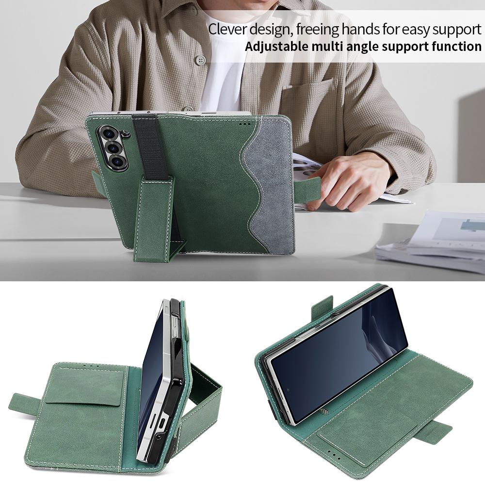 Роскошный кожаный кошелек-чехол с RFID для Samsung Galaxy Z Fold 7 Fold6 Fold5, гальванизированный корпус, ремешок на запястье, подставка, чехол-книжка