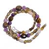 Natural Smoky Quartz Amethyst Tiger Eye Gemstone Beads Necklace 17" UB-4231 UB-4231