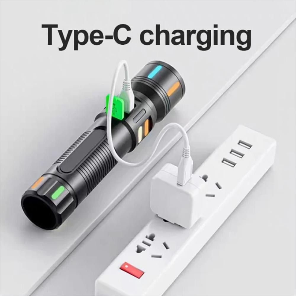 Powerful Small Flashlight High Power Rechargeable Led Flashlight 2000mah Built-in Battery Fluorescence ABS Portable Torch