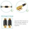 Xiatiaosann RCA Splitter RCA Male to 2 RCA Female Audio for Stereo Audio Phono Right Angle Jack for DVD Amplifier Speakers Car Set of 2 2-Way Adapter,