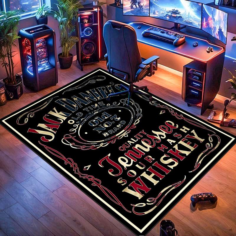 Jack Daniel's themed rug, suitable for living room, bedroom, game room, computer room and home décor.