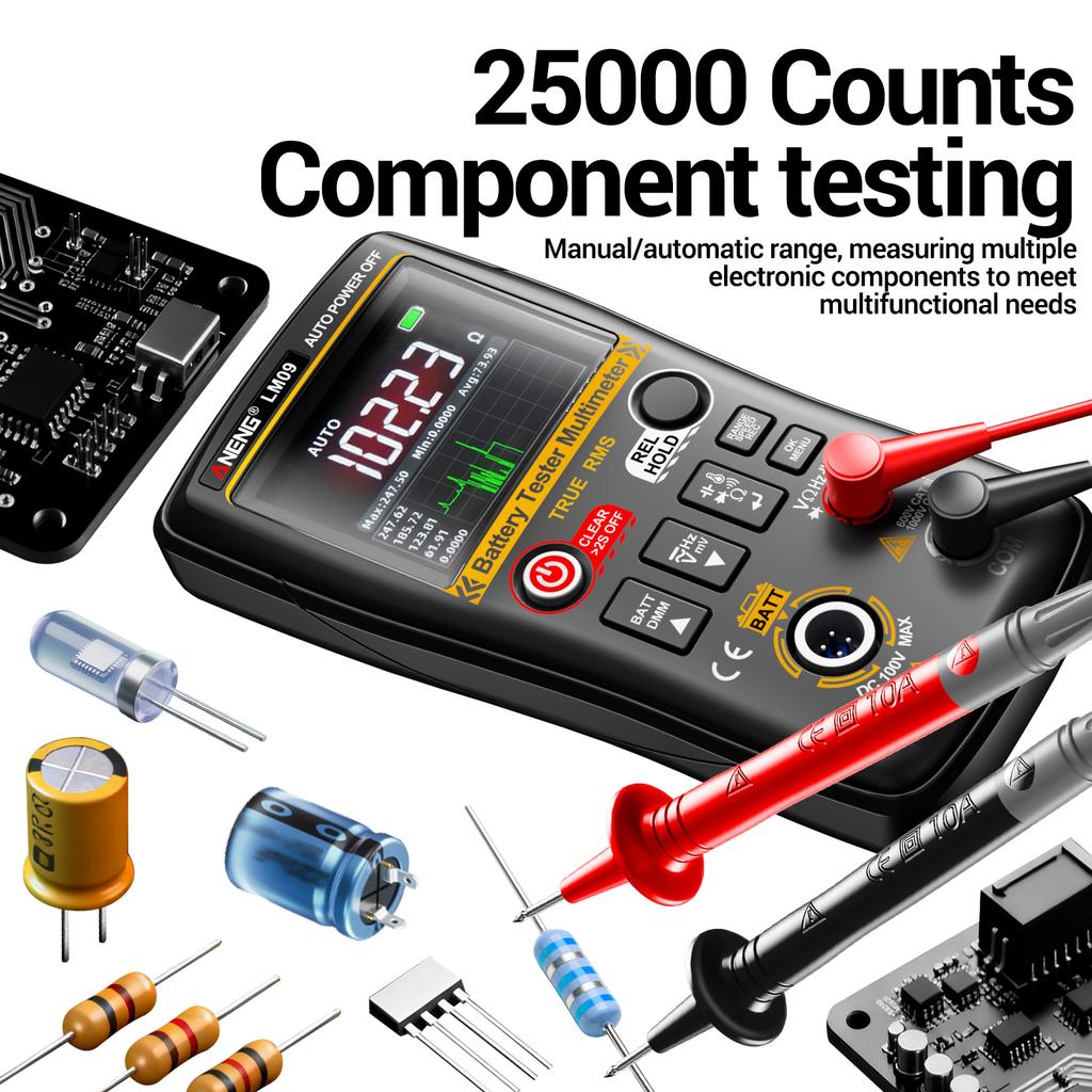 ANENG LM09 Digital Multimeter Battery Internal Resistance Professional Tester 25000 Counts Auto Range Voltmeter Temp Capacitance Ohmmeter Tester Tools