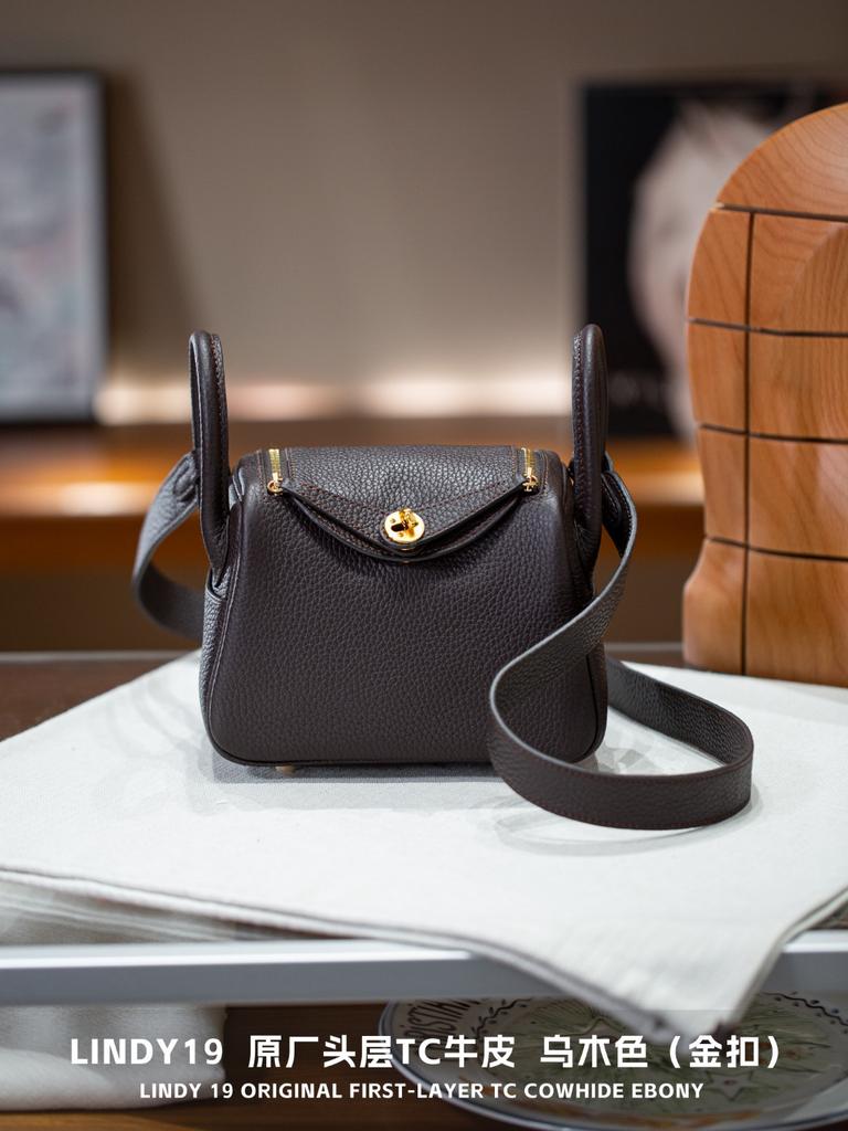 19cm TC Leather Card Case Real Leather Doctors Bag Five Gold Handheld Crossbody Single Shoulder Womens Bag Fashion