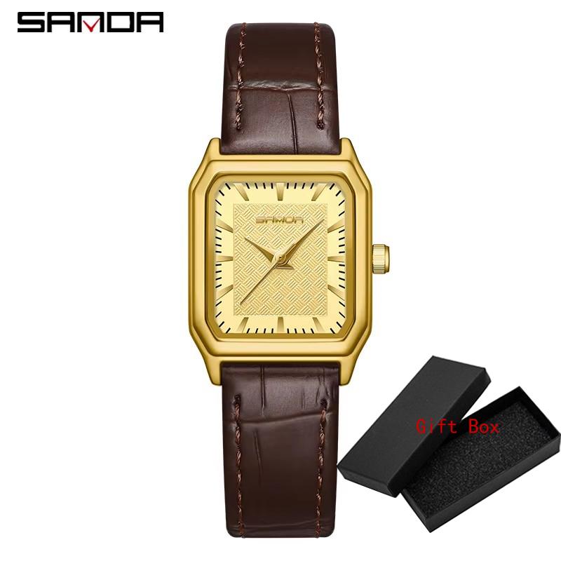 Sanda Top Brand Trendy Elegant Design Rectangle Dial Water Resistant Quartz Movement Business Women Arrival Analog Wrist Watch