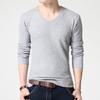 2025 Autumn New Solid Color V-Neck Pullover Men'S Knitted Sweater Slim Fit And Slimming Long Sleeved Sweater For Men