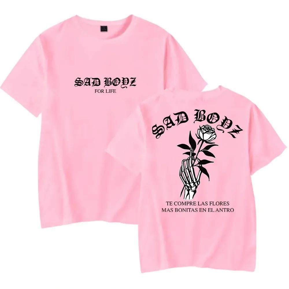 Футболка Junior H Las Flores с принтом Sad Boyz Tour Merch Футболки летние женские мужские модные повседневные с коротким рукавом