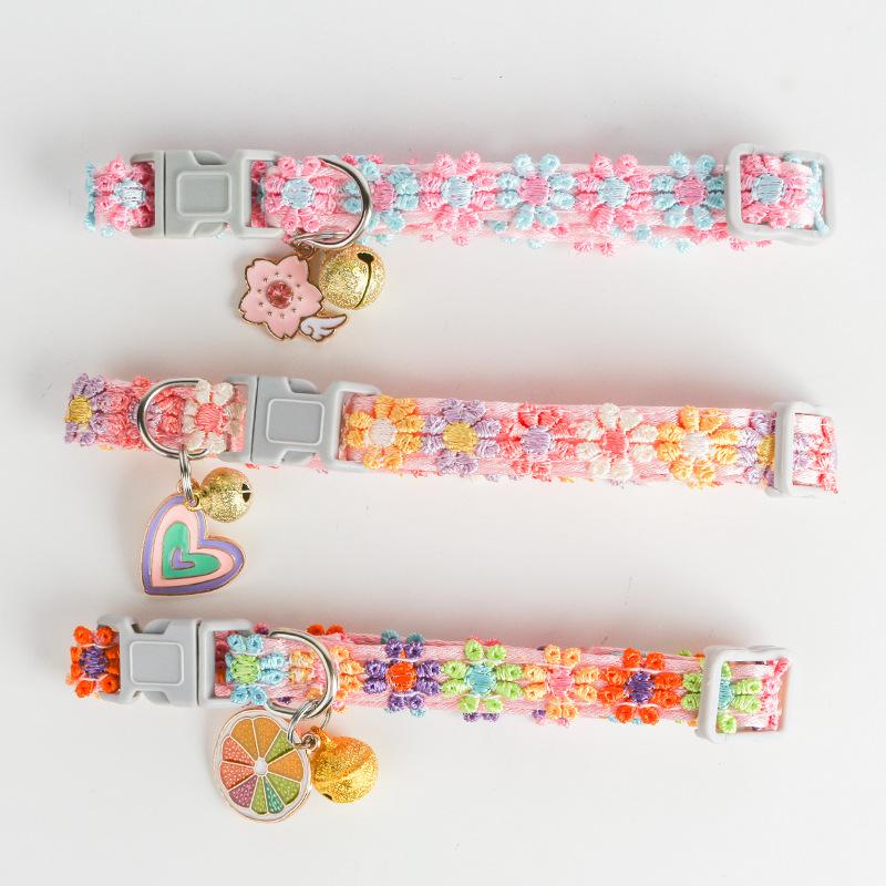 Hot Sale Pet Collar Cat Collar Lace Embroidered Dog Accessories with Bells Pet Accessories Neck Collar