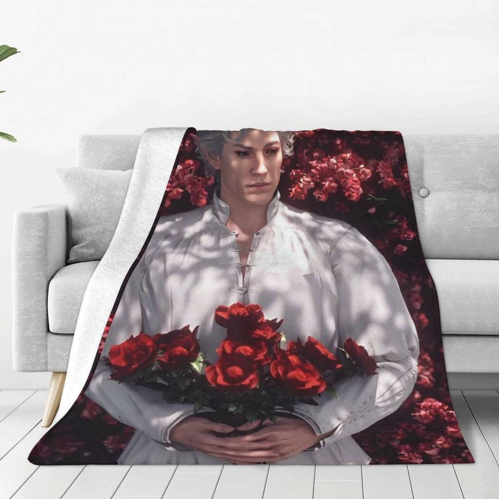 Baldur's Gate 3 Астарион Персонаж Вампира Плед Мягкий Теплый Фланелевый Плед Постельное белье для Кровати Гостиной Путешествий Дома Дивана