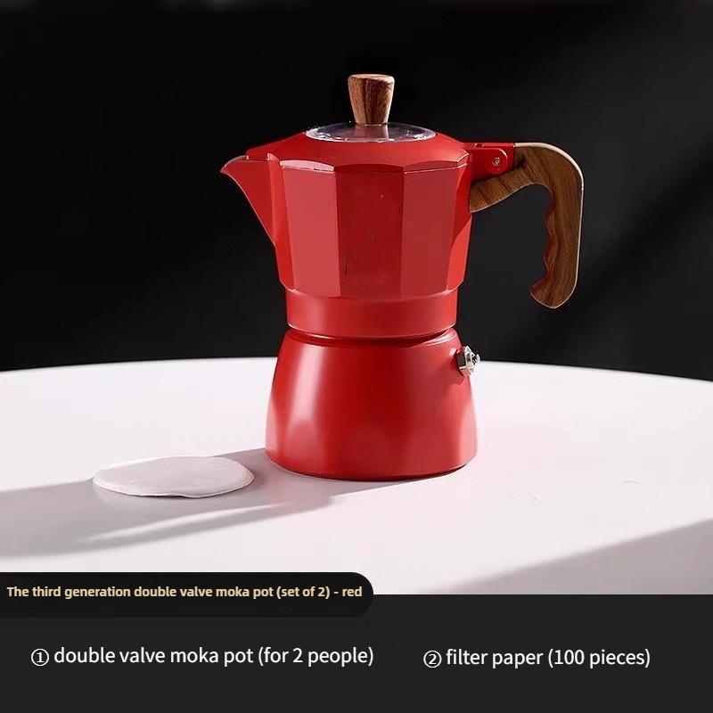 Двухклапанная мока-кофеварка Бытовая маленькая с ручным приводом Итальянская кофемашина Уличный набор кофейника для электрической плиты