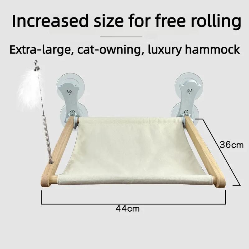 Foldable Suction Cup Cat Hammock with Plush Wooden Window Perch New Pet Supplies