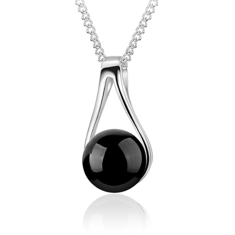 Женская посеребренная подвеска в корейском стиле с черным красным агатом, приносящая удачу, подвеска из агата