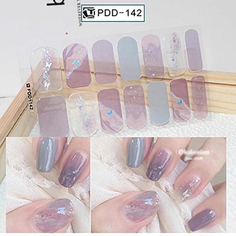 60 стилей DIY полуотвержденные гелевые наклейки для ногтей долговечные однотонные свежие цветы весной полоски для ногтей патч-слайдер наклейка с полным покрытием