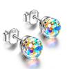 Creative Jewelry Gift for Women Girl Colorful Crystal Earrings 925 Silver Wedding Ear Stud