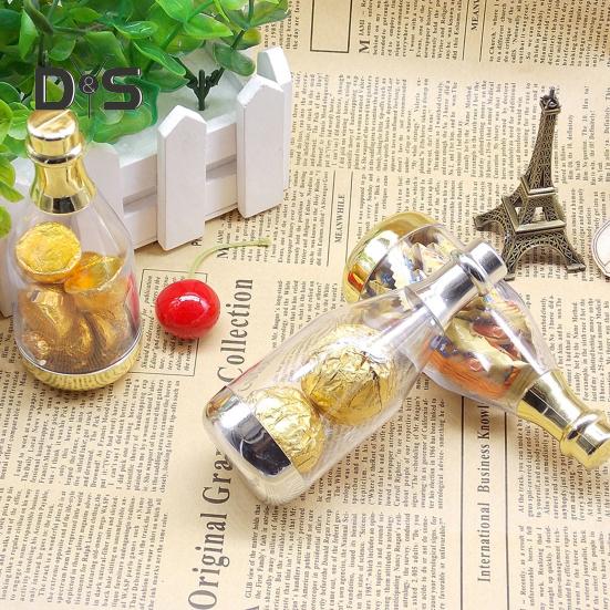 10 шт., золотисто-серебряная мини-коробка для конфет, имитация бутылки шампанского, красивая праздничная мини-коробка для конфет на детский праздник