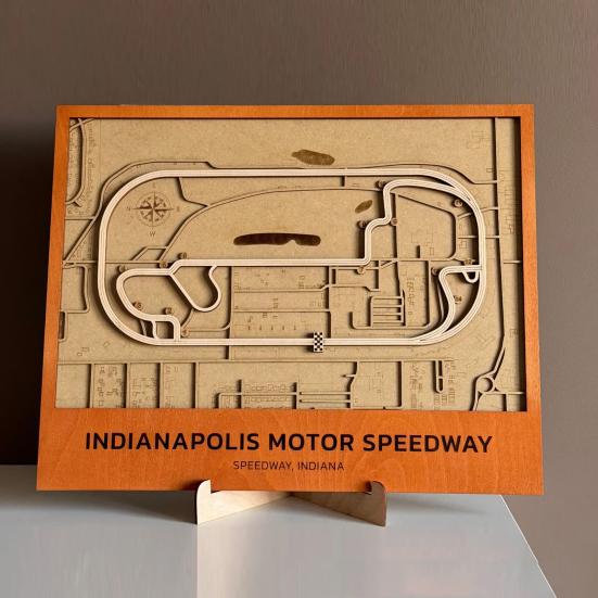 Компоновка трассы Motor Speedway 3D из дерева, орнамент для трассы Indianapolis Speedway, настенное искусство для домашнего офиса, любителей гонок