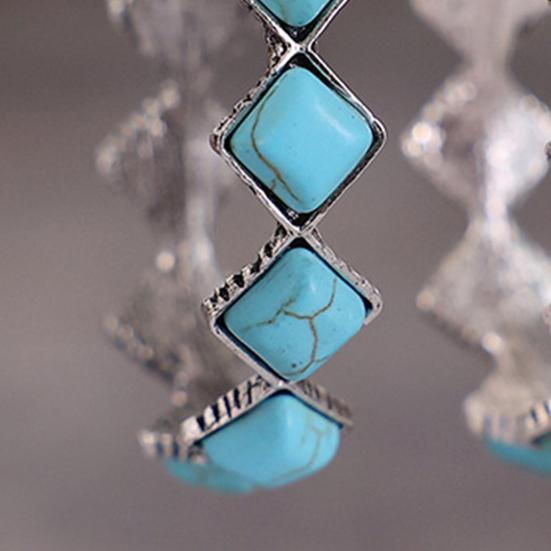 1 пара женских серег преувеличенной U-образной формы, натуральный камень, этнический стиль, богемный ромб, эффектные серьги из искусственной бирюзы, модные украшения