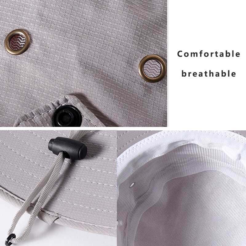 OLIKEI 12 см мужская шляпа от солнца с большими полями модная рыбацкая шляпа летняя анти-УФ-ведро шляпа уличная походная шляпа водонепроницаемая быстросохнущая ковбойская шляпа