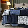 1pc Flannel milk velvet blanket,Checkered style drawstring Printed Luxury Super Soft Sofa Bedroom Bedding Fluffy Throw Blanket