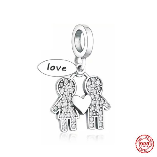 Новые ювелирные изделия из стерлингового серебра 925 пробы, подвеска для дома, пара, кулон, книга, бусина, подходит для женщин, оригинальный браслет, подарок