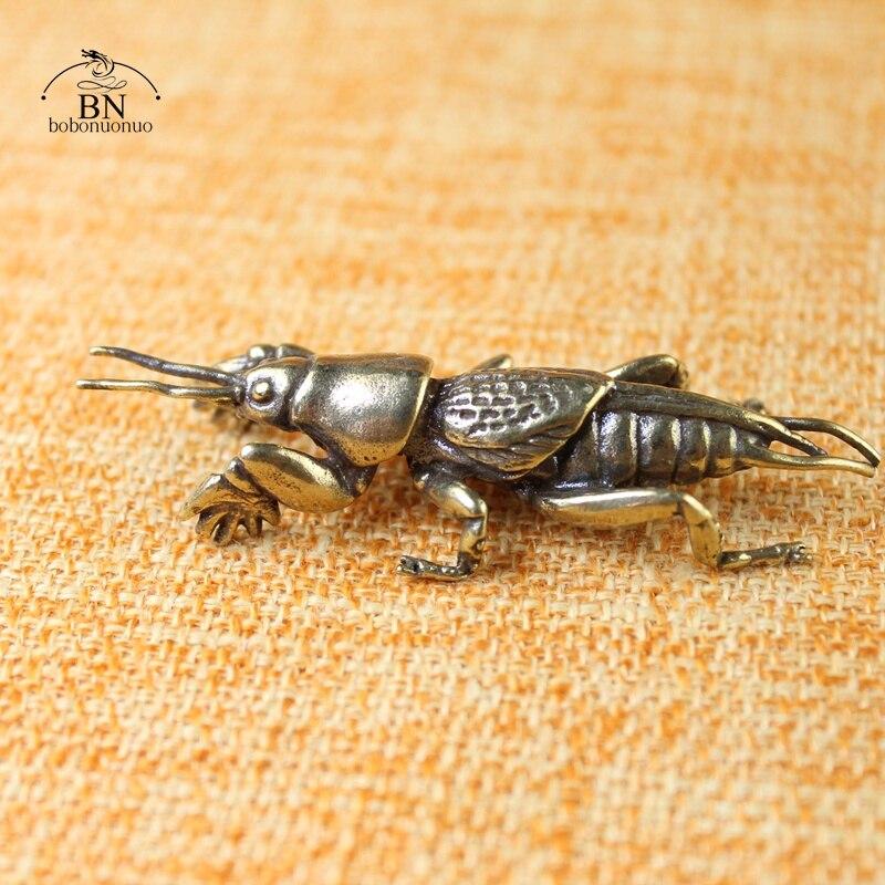 Антикварные фигурки насекомых, миниатюры, чай, украшение для домашних животных, чистая медь, полевая статуя крикета, украшение для рабочего стола, коллекция, ремесла, декор