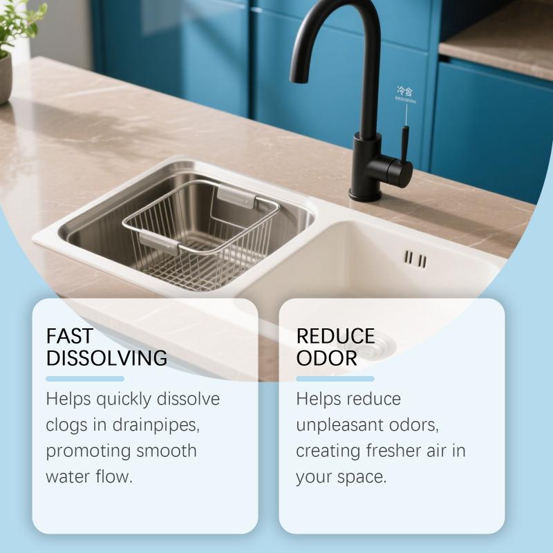 Drain Unclogging Powder Heavy Duty Formula Fast Acting Clog Remover For Bathroom Toilet Sink Tub Pipe Deep Cleaning Solution