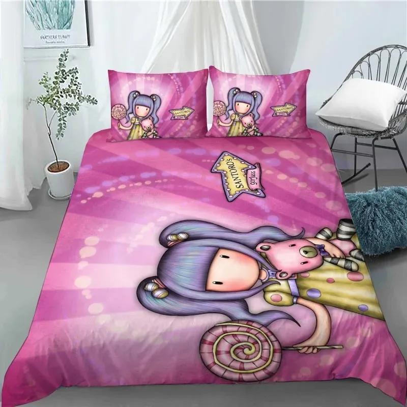 Santoro Gorjuss Anime Beautiful Girl Comfortable Duvet Cover Pillowcase Bedding Set Children Bedroom Decoration Home Textile